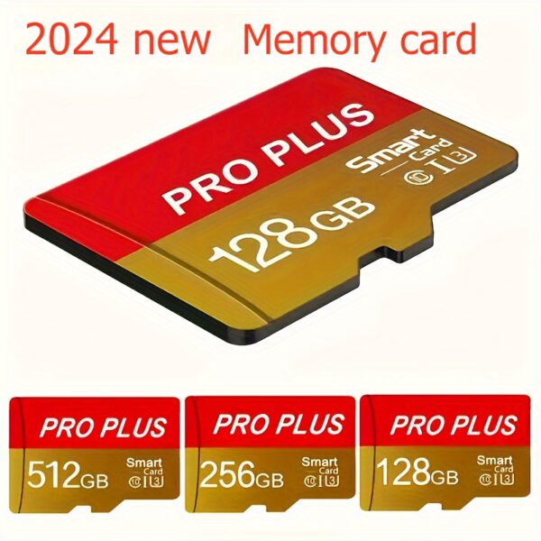 2024 Pro Plus Micro SD Card High-Speed Class 10 UHS-1 TF Memory Card with Adapter - 128GB, 256GB, 512GB - Temperature & Magnetic Proof for Smartphones, Cameras, Drones, Gaming Consoles