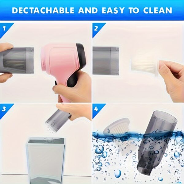 1pc 1500mAh*2/50W Handheld Powerful Car Vacuum Cleaner, Wireless Household Cleaning Machine, Up To 3.2kPa Suction Power Long Battery Life, Blowing And Sucking Integrated Vacuum Cleaner, Type-C Charging, Suitable For Home Cleaning Keyboard Sofa, Wet And Dry Vacuum Cleaner Accessories Cleaning Supplies Small Appliances, Assorted Colors Fit Your Needs And Favors - Image 9