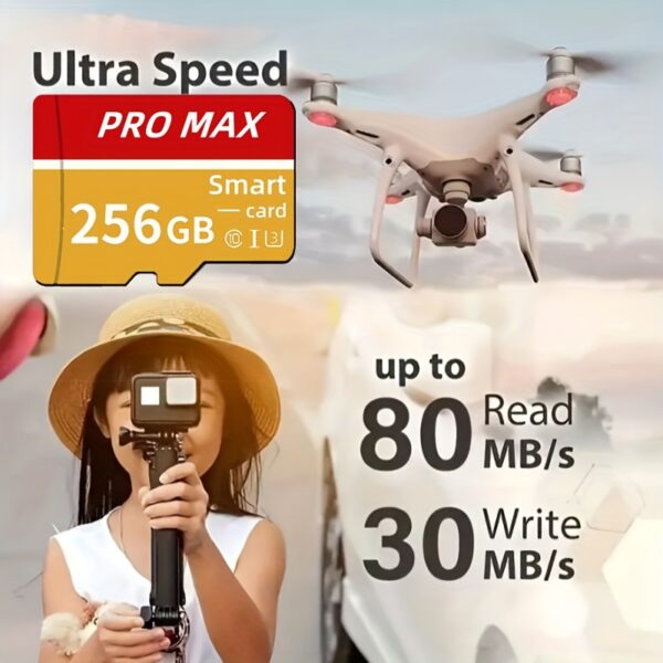 128GB/256GB Micro SD Card - High-Speed Class 10 TF Memory Card with Adapter - Compatible with HD Cameras, Smartphones, PCs, Headphones, PSP - U3 Mini SDXC for Full HD Video & Photo Storage - Image 5