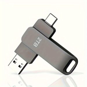 2TB USB Flash Drive Type-C Dual Interface Phone Computer Dual-use Compatible With Most Electronic Devices - Plug And Play Read And Write Speed Efficient Transfer Thumb Drive 2TB Memory Stick 2000GB Pen Drive 2TB 360 ° Rotating Metal Style Keychain Design Safe And, Lightweight And Portable, Suitable For Various Occasions Such As Business, Office, Learning And Entertainment