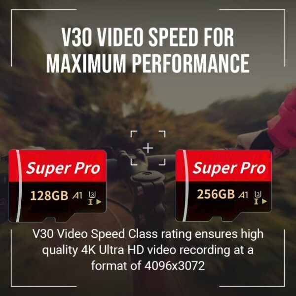 Super Pro 128GB/256GB Micro SD Memory Card with SD Adapter: High-Speed Flash Storage for HD Camera, Smartphone, PC, Headphones, PSP, U3 Mini SDXC for Full HD Video & Photo Storage - Image 4