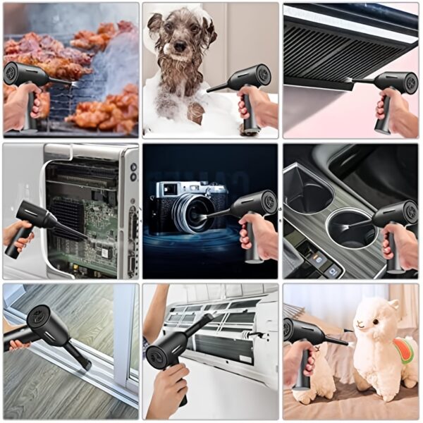 6000mAh 3-in-1 Cordless Compressed Air Duster - 60000RPM High-Power Dust Blower, 15000PA Strong Suction, Rechargeable Battery, LED Light, Suitable for Room, Car, Keyboard, Computer, and Electronics Cleaning, Portable and Lightweight Design - Image 9