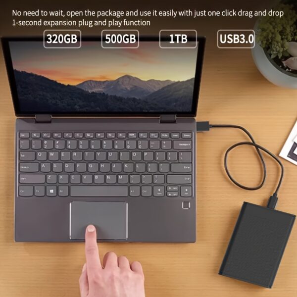 Portable External Hard Drive USB 3.0 - High-Speed Data Transfer, Durable, Plug and Play, Compatible with Laptops, Preformatted NTFS for Game, Documents, Photos, Videos Storage, Available in 1TB, 500GB, 320GB Capacities - Image 2