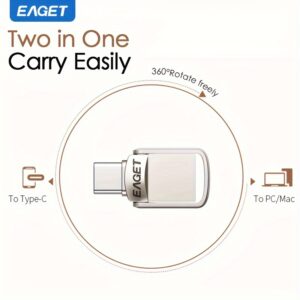 EAGET High-Speed Mini USB-C Flash Drive - 32GB/64GB/128GB Dual OTG Memory Stick for MacBook, Tablets, PCs & Smartphones