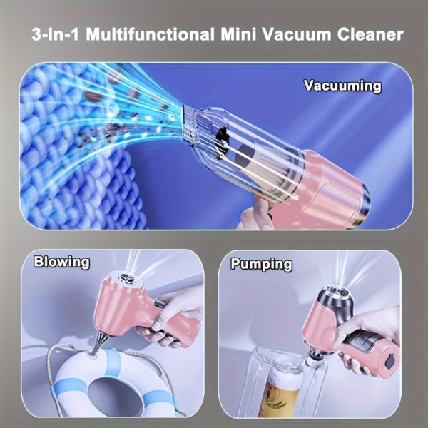 1pc 1500mAh*2/50W Handheld Powerful Car Vacuum Cleaner, Wireless Household Cleaning Machine, Up To 3.2kPa Suction Power Long Battery Life, Blowing And Sucking Integrated Vacuum Cleaner, Type-C Charging, Suitable For Home Cleaning Keyboard Sofa, Wet And Dry Vacuum Cleaner Accessories Cleaning Supplies Small Appliances, Assorted Colors Fit Your Needs And Favors - Image 8