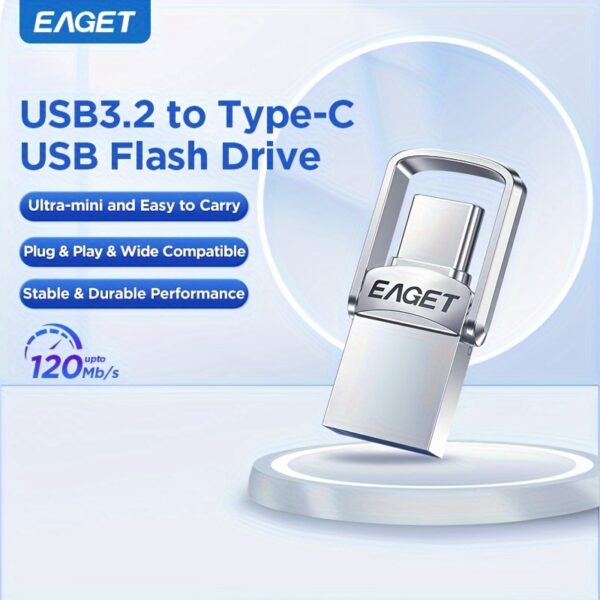 EAGET High-Speed Mini USB-C Flash Drive - 32GB/64GB/128GB Dual OTG Memory Stick for MacBook, Tablets, PCs & Smartphones - Image 2