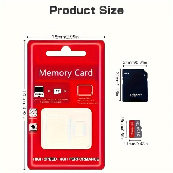 256GB High-Speed 1024MB/128GB/256GB Micro SD Card - Water-Resistant, Shockproof CARY TF Card with Adapter for Smartphones, Cameras, Tablets - Fast Read/Write Performance - Image 4