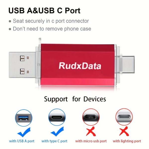 RudxData High Speed 128GB 64GB 32GB OTG USB Flash Drive Type C Pen Drive Dual USB Memory Stick For Type C Devices  USB Key Compatible with Android phone/TV/Speaker/PC - Image 7