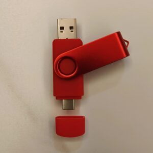 2-in-1 USB 2.0 & Type-C Flash Drive - Rotatable Pen Design, Metal Memory Stick, 128GB/256GB Options