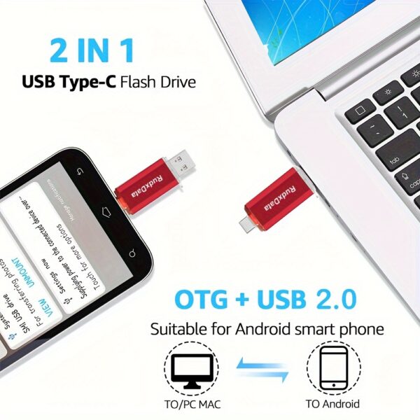 RudxData High Speed 128GB 64GB 32GB OTG USB Flash Drive Type C Pen Drive Dual USB Memory Stick For Type C Devices  USB Key Compatible with Android phone/TV/Speaker/PC - Image 5