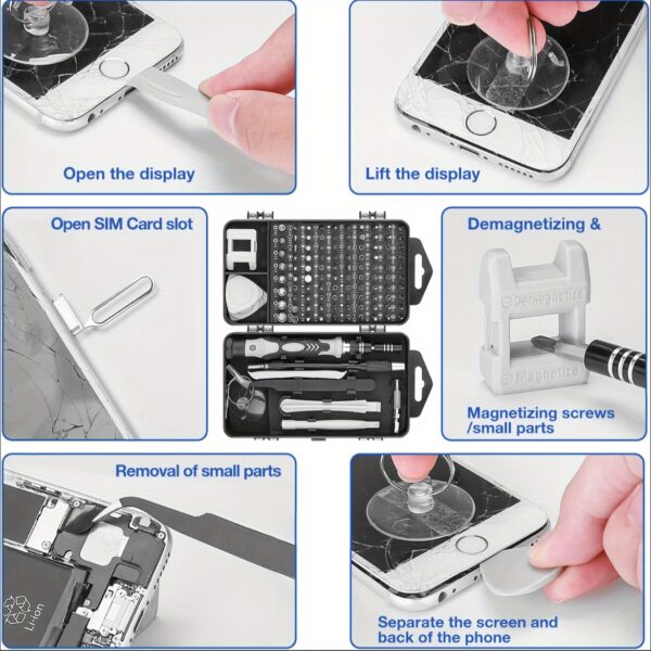 115 in 1 Precision Screwdriver Set, Multi-Purpose Repair Tool Kit for Watches, Computers, Phones, Glasses, Cameras - Portable & Professional DIY Hardware Tools with Case - Ideal Father's Day Gift - Image 6