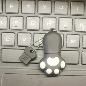 Cute Cartoon Cat Paw USB Flash Drive - High-Speed 2.0, Black, Available in Multiple Capacities (8GB/16GB/32GB/4G/64GB/128GB) - Perfect for Office & Personal Use