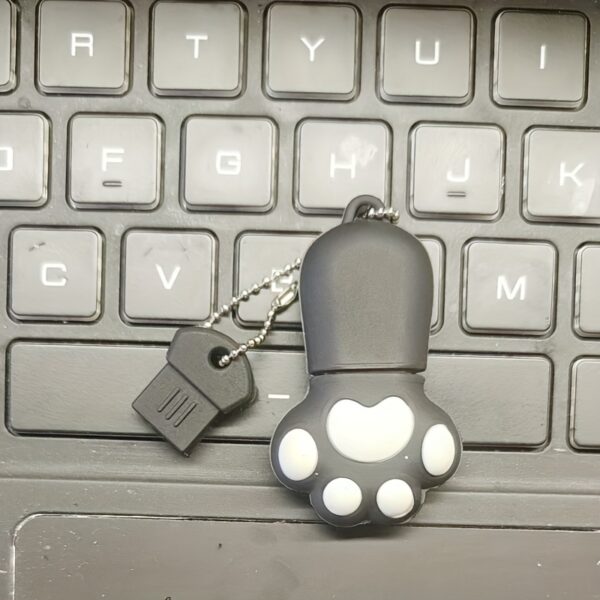 Cute Cartoon Cat Paw USB Flash Drive - High-Speed 2.0, Black, Available in Multiple Capacities (8GB/16GB/32GB/4G/64GB/128GB) - Perfect for Office & Personal Use