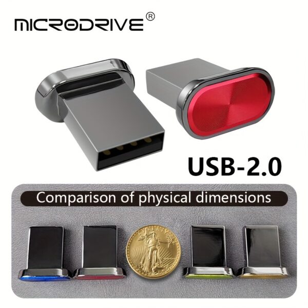 High-Capacity MICRODRIVE USB 2.0 Flash Drive - Ultra-Fast Metal Pen Drive with Sleek Portable Button Design, Multi-Capacity Options 8GB/16GB/32GB/64GB/128GB, Seamless Plug & Play Compatibility with PC, Laptop, TV, and More Devices - Reliable Storage Solution for Data Transfer and Backup - Image 3