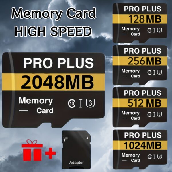 High-Speed TF/SD Memory Card - True Capacity 128MB to 2048MB, Ideal for Tablets, Cameras & Smartphones - Supports 4K Ultra HD, PSP Games & More - Includes Adapter
