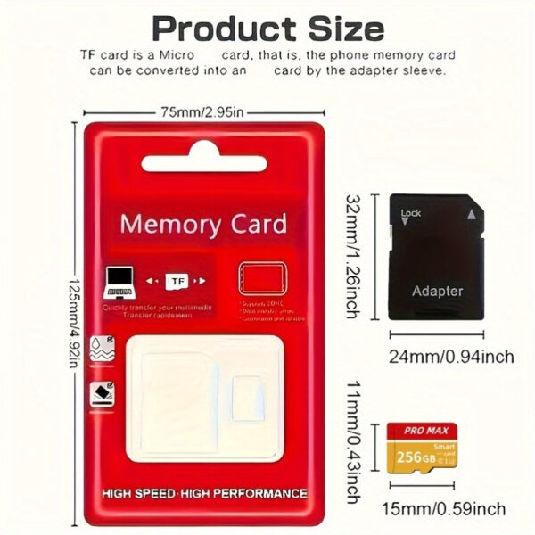 256GB/128GB Micro SD Memory Card, Class 10 TF Card with SD Adapter, High-Speed Flash Storage for HD Camera, Smartphone, PC, Headphones, PSP, U3 Mini SDXC for Full HD Video & Photo Storage - Image 6