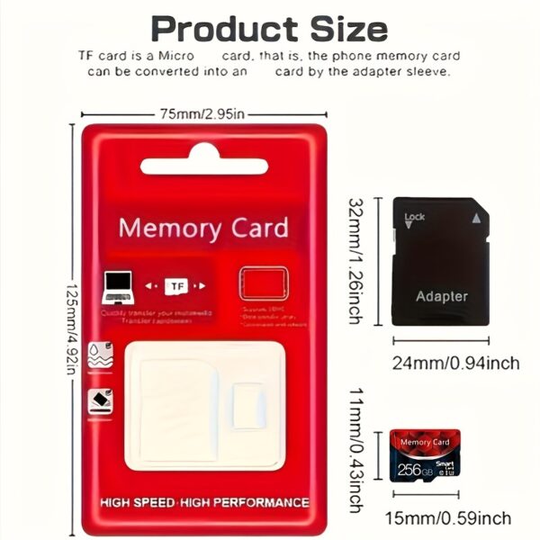 256GB/128GB Micro SD Card Class 10 with SD Adapter - High-Speed Flash Memory for HD Camera, Smartphone, PC, Headphones, PSP - UHS-I U3 Mini SDXC for Full HD Video & Photo Storage - Image 6