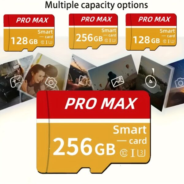 128GB/256GB Micro SD Card - High-Speed Class 10 TF Memory Card with Adapter - Compatible with HD Cameras, Smartphones, PCs, Headphones, PSP - U3 Mini SDXC for Full HD Video & Photo Storage - Image 2