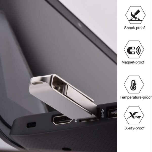TOPESEL USB 3.0 128GB Memory Stick, 3-in-1 Flash Drive For Pad, Android Phone/Tablet, PC, OTG Swivel USB Flash Drive USB Flash Drive Rugged Metallic Silver High Speed Photo Memory Stick External Memory, Thumb Drive For Android/Pad/Computer/PC - Image 6