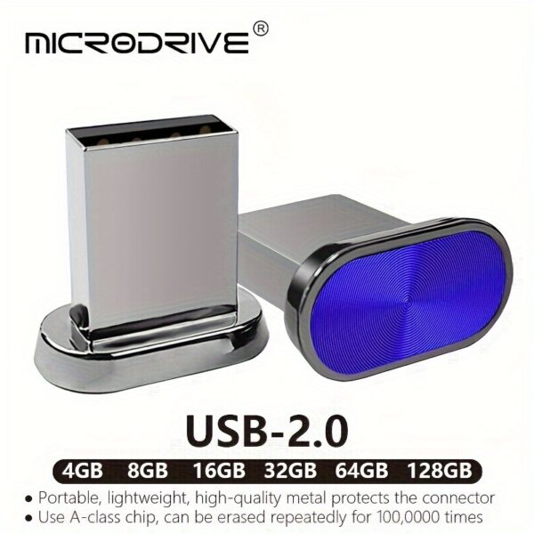 High-Capacity MICRODRIVE USB 2.0 Flash Drive - Ultra-Fast Metal Pen Drive with Sleek Portable Button Design, Multi-Capacity Options 8GB/16GB/32GB/64GB/128GB, Seamless Plug & Play Compatibility with PC, Laptop, TV, and More Devices - Reliable Storage Solution for Data Transfer and Backup - Image 2