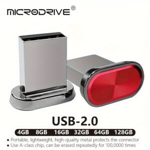 High-Capacity MICRODRIVE USB 2.0 Flash Drive - Ultra-Fast Metal Pen Drive with Sleek Portable Button Design, Multi-Capacity Options 8GB/16GB/32GB/64GB/128GB, Seamless Plug & Play Compatibility with PC, Laptop, TV, and More Devices - Reliable Storage Solution for Data Transfer and Backup