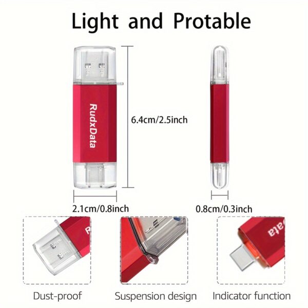 RudxData High Speed 128GB 64GB 32GB OTG USB Flash Drive Type C Pen Drive Dual USB Memory Stick For Type C Devices  USB Key Compatible with Android phone/TV/Speaker/PC - Image 2