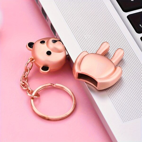 Metal Bear Creative Flash Drive 128GB/64GB Silvery/Pink Mini Usb Flash Drive Memory Stick Gift For Student Office Key Chain For Computer - Image 3