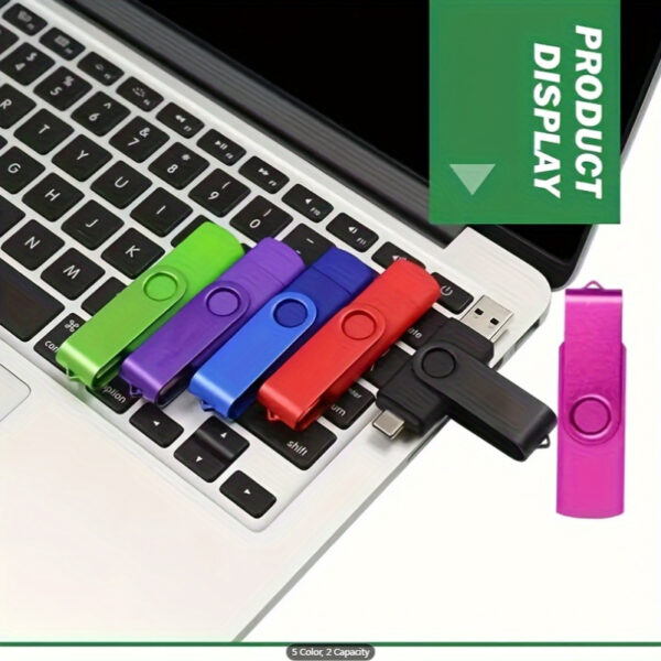 2-in-1 USB 2.0 & Type-C Flash Drive - Rotatable Pen Design, Metal Memory Stick, 128GB/256GB Options - Image 8