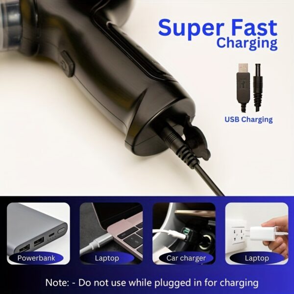 1pc 1500mAh*2/50W Handheld Powerful Car Vacuum Cleaner, Wireless Household Cleaning Machine, Up To 3.2kPa Suction Power Long Battery Life, Blowing And Sucking Integrated Vacuum Cleaner, Type-C Charging, Suitable For Home Cleaning Keyboard Sofa, Wet And Dry Vacuum Cleaner Accessories Cleaning Supplies Small Appliances, Assorted Colors Fit Your Needs And Favors - Image 4