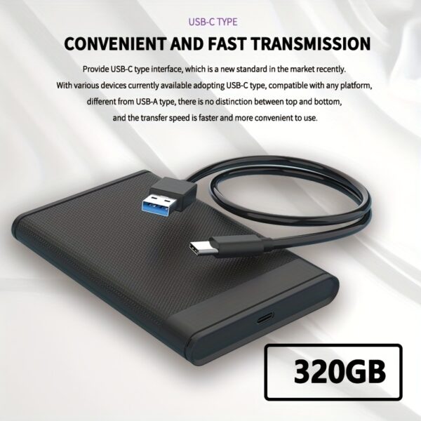 Portable External Hard Drive USB 3.0 - High-Speed Data Transfer, Durable, Plug and Play, Compatible with Laptops, Preformatted NTFS for Game, Documents, Photos, Videos Storage, Available in 1TB, 500GB, 320GB Capacities - Image 4