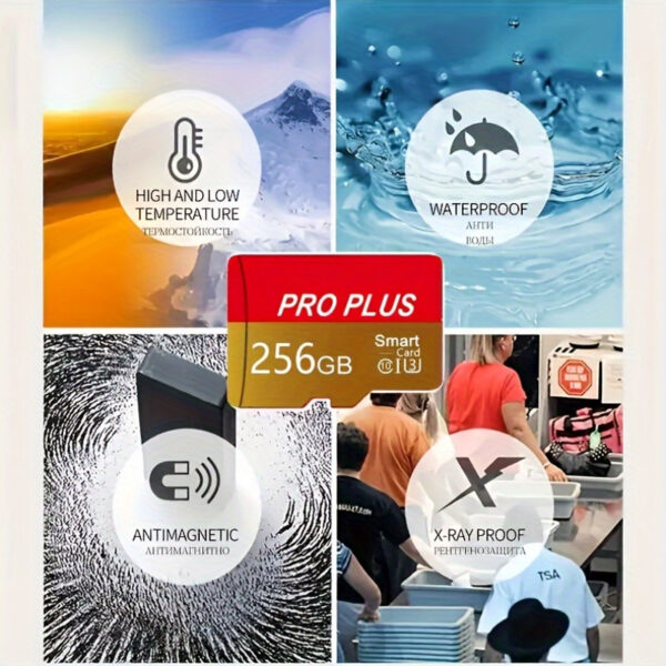 2024 Pro Plus Micro SD Card High-Speed Class 10 UHS-1 TF Memory Card with Adapter - 128GB, 256GB, 512GB - Temperature & Magnetic Proof for Smartphones, Cameras, Drones, Gaming Consoles - Image 7