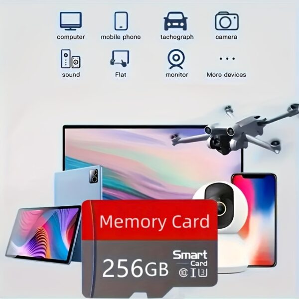 256GB High-Speed 1024MB/128GB/256GB Micro SD Card - Water-Resistant, Shockproof CARY TF Card with Adapter for Smartphones, Cameras, Tablets - Fast Read/Write Performance - Image 2