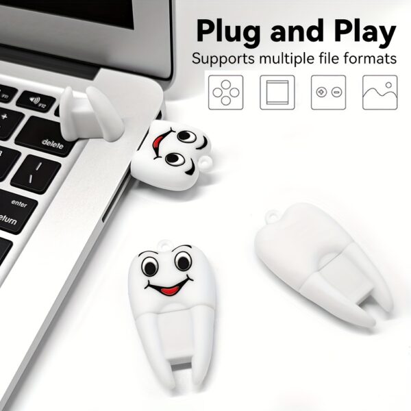 AFAR Teeth-Shaped USB Flash Drive - 16GB/32GB/64GB/128GB Memory Stick with Lanyard, USB 2.0 Compatible - Image 5