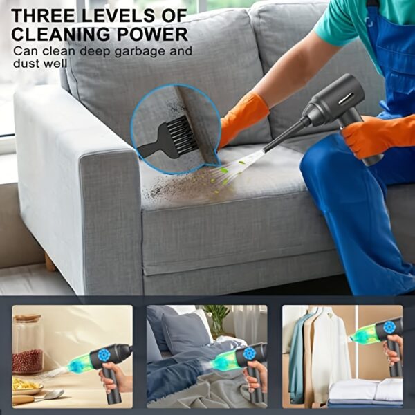 6000mAh 3-in-1 Cordless Compressed Air Duster - 60000RPM High-Power Dust Blower, 15000PA Strong Suction, Rechargeable Battery, LED Light, Suitable for Room, Car, Keyboard, Computer, and Electronics Cleaning, Portable and Lightweight Design - Image 8