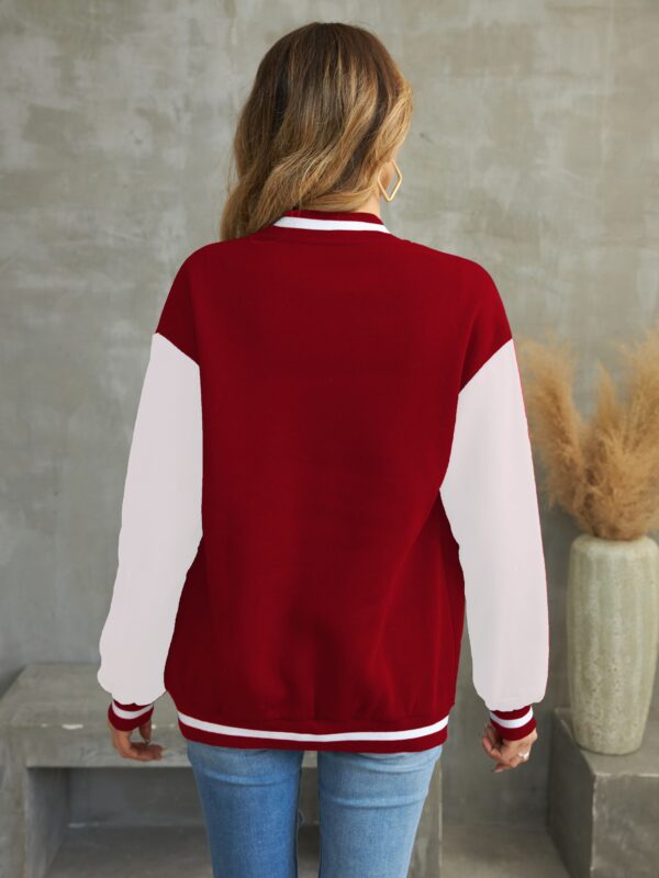 Letter Pattern Varsity Jacket, Street Wear Button Front Jacket, Women's Clothing - Image 5