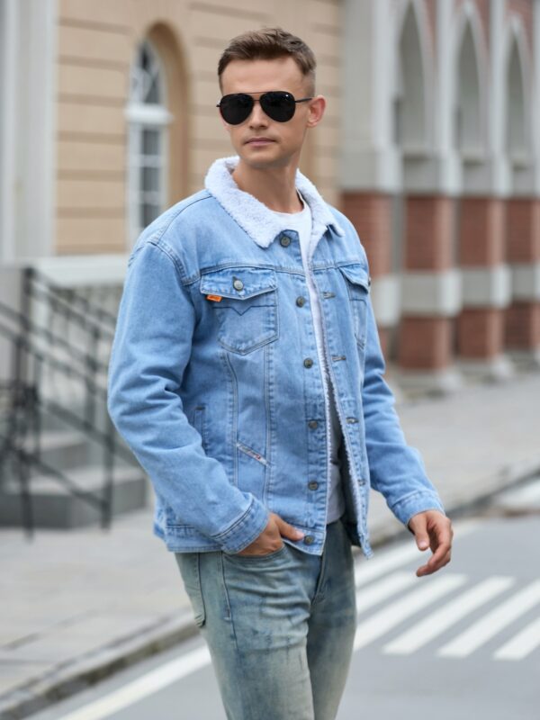 Men's Casual Fashion Denim Jacket, Relaxed Fit Thickened Denim Coat With Button Closure - Image 9