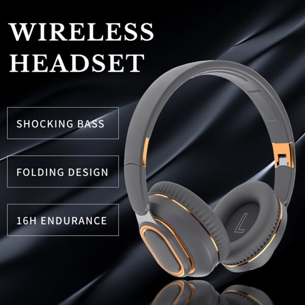 Wireless Headphones With Noise Isolation Feature, Button Volume Control, Capacitive Microphone, 16 Hours Of Playback Time, Suitable For Sports - Made Of Non-waterproof Plastic Material, Foldable Design - Image 3