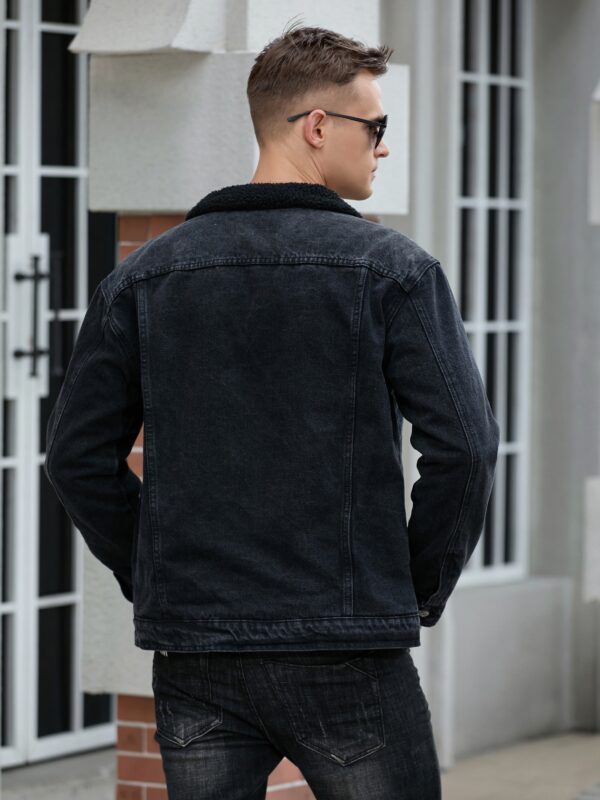 Men's Casual Fashion Denim Jacket, Relaxed Fit Thickened Denim Coat With Button Closure - Image 6