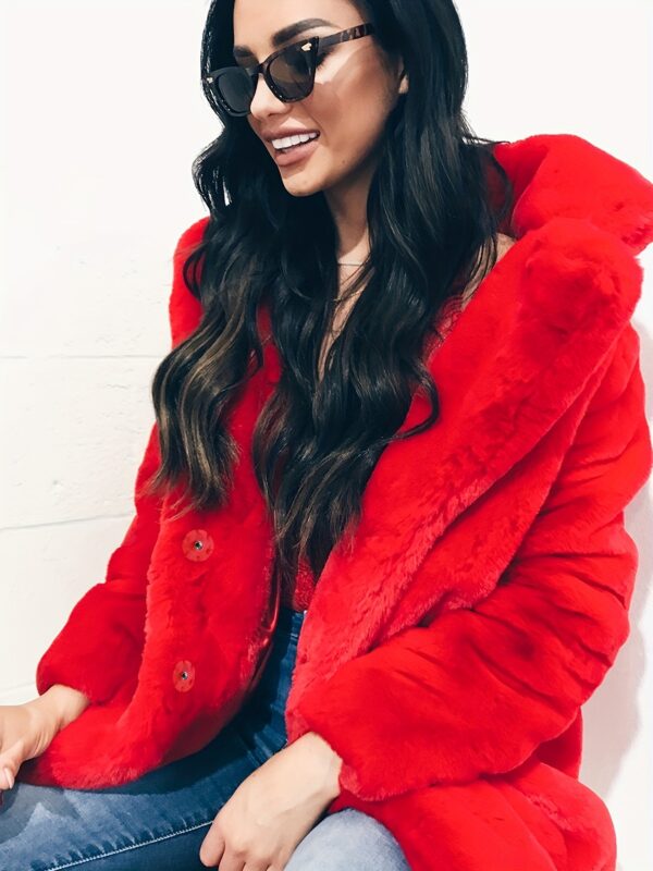 Winter Warm Plush Loose Coat, Casual Long Sleeve Fashion Teddy Outerwear, Women's Clothing - Image 5