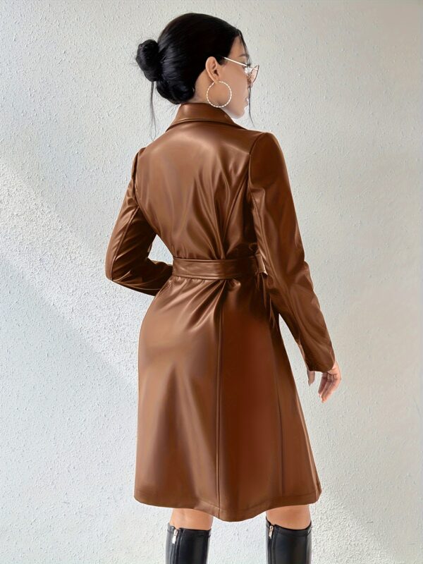 Solid Lapel Jacket, Casual Open Front Long Sleeve Long Length Outerwear, Women's Clothing - Image 8