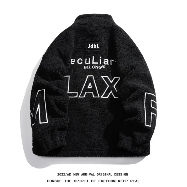 Winter Jacket Men Fleece Fluffy Thicken Warm Parka Coat Letter Embroidery Harajuku Women Jacket 2023New Streetwear Couple's Coat - Image 2