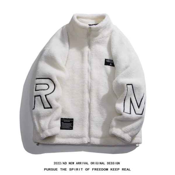 Winter Jacket Men Fleece Fluffy Thicken Warm Parka Coat Letter Embroidery Harajuku Women Jacket 2023New Streetwear Couple's Coat - Image 3