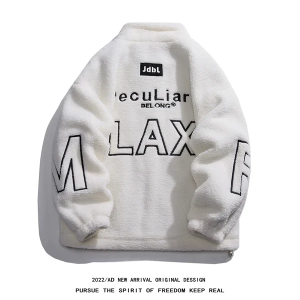 Winter Jacket Men Fleece Fluffy Thicken Warm Parka Coat Letter Embroidery Harajuku Women Jacket 2023New Streetwear Couple's Coat - Image 4