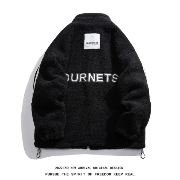 Winter Jacket Men Fleece Fluffy Thicken Warm Parkas Coat Letter Embroidery Harajuku Zipper Women Jacket Streetwear Couple's Coat - Image 2