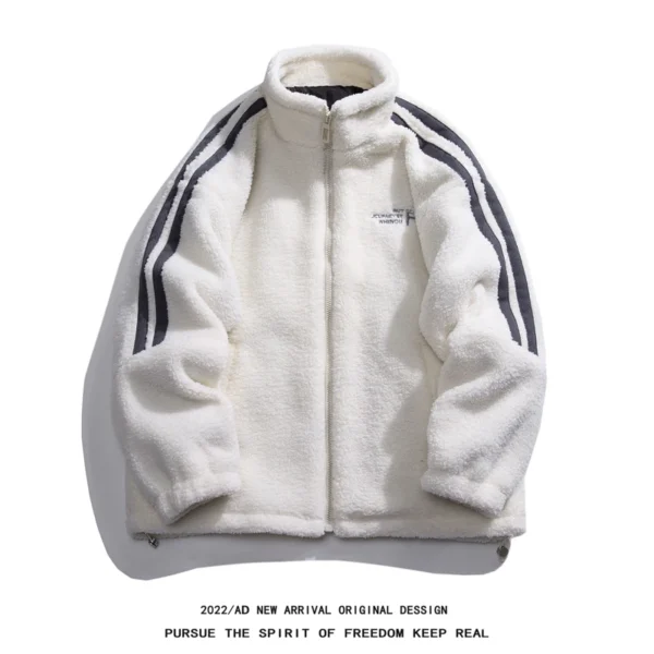 Winter Jacket Men Fleece Fluffy Thicken Warm Parkas Coat Letter Embroidery Harajuku Zipper Women Jacket Streetwear Couple's Coat - Image 4