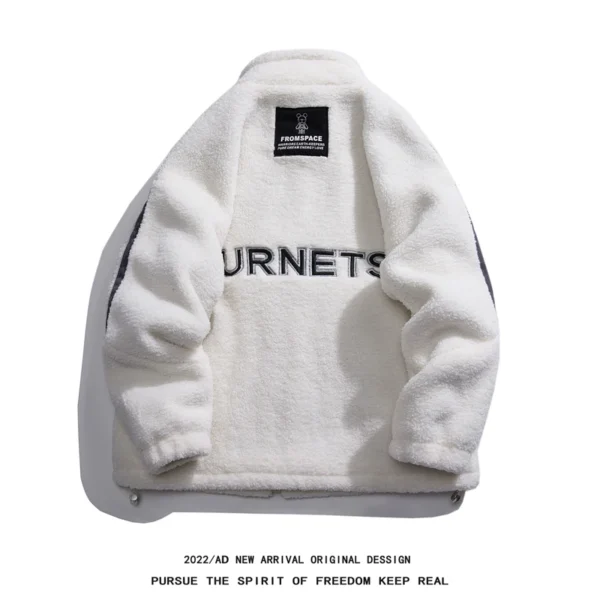 Winter Jacket Men Fleece Fluffy Thicken Warm Parkas Coat Letter Embroidery Harajuku Zipper Women Jacket Streetwear Couple's Coat - Image 5
