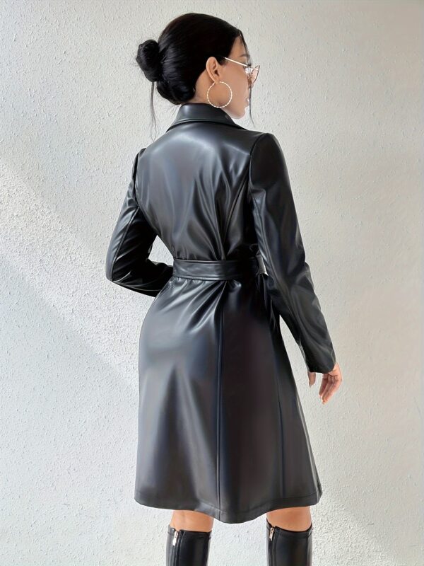 Solid Lapel Jacket, Casual Open Front Long Sleeve Long Length Outerwear, Women's Clothing - Image 7