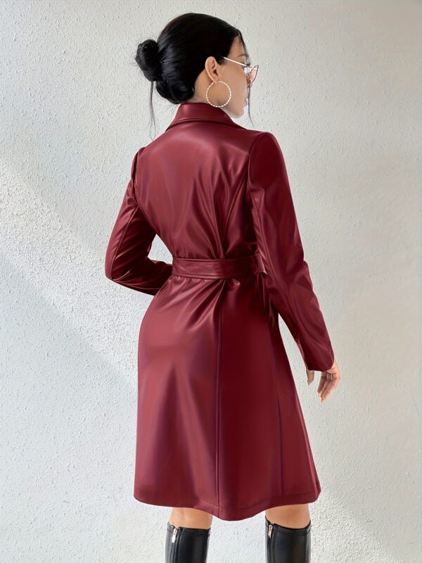 Solid Lapel Jacket, Casual Open Front Long Sleeve Long Length Outerwear, Women's Clothing - Image 6
