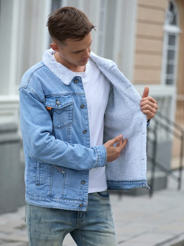 Men's Casual Fashion Denim Jacket, Relaxed Fit Thickened Denim Coat With Button Closure - Image 3