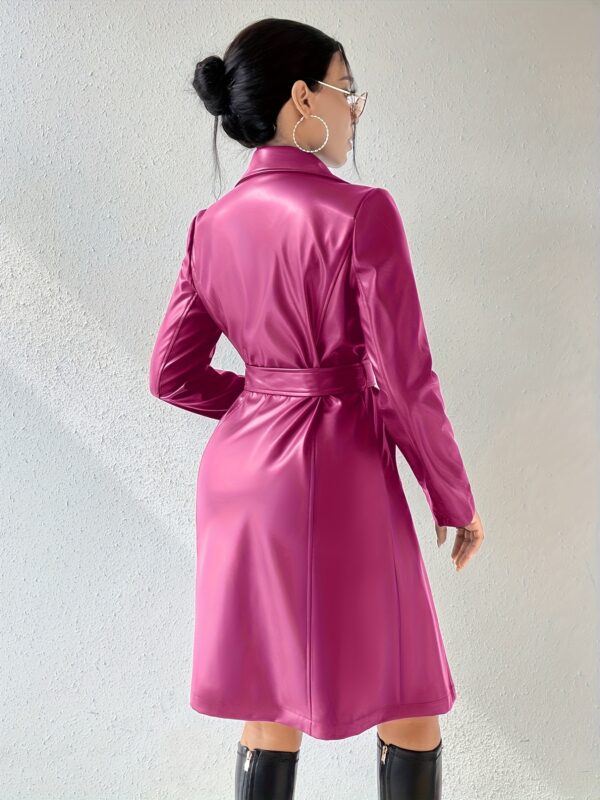 Solid Lapel Jacket, Casual Open Front Long Sleeve Long Length Outerwear, Women's Clothing - Image 9